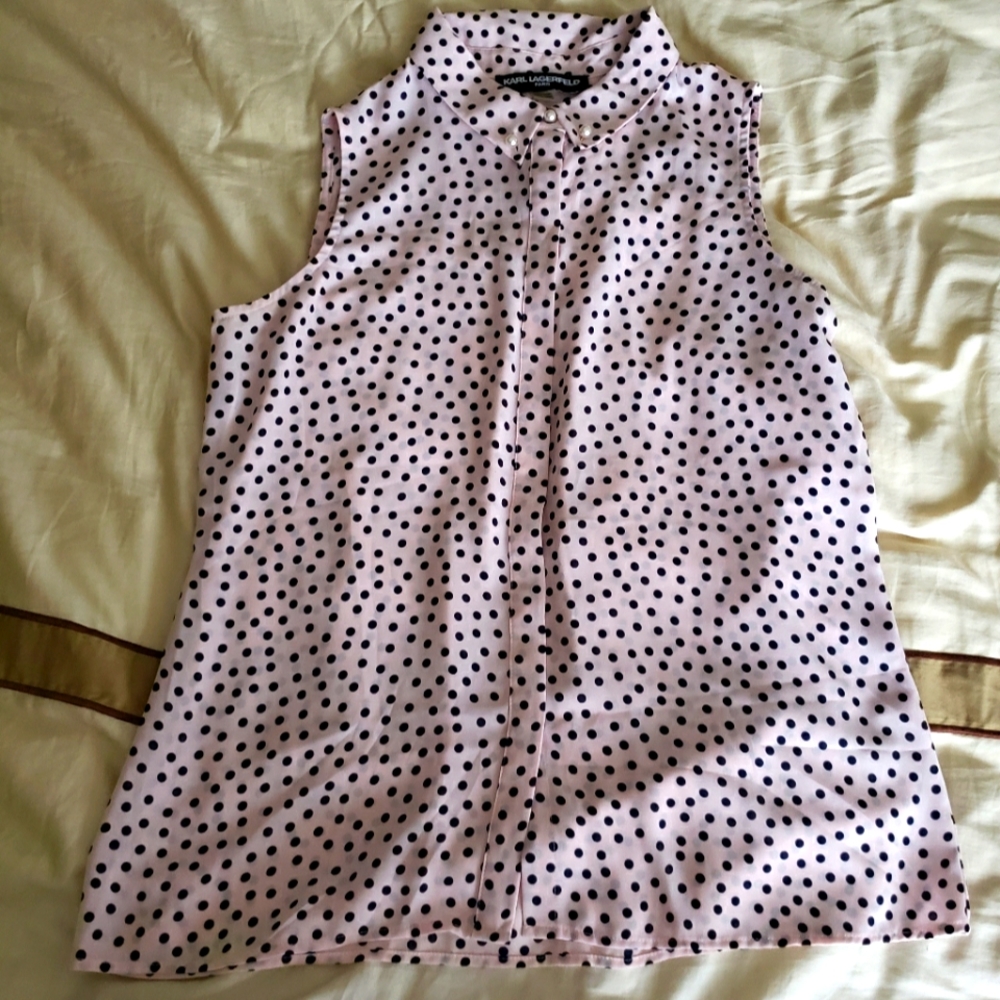 Blush Pink Polka dot Karl Lagerfeld button up